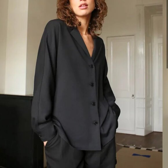 Aritzia Wilfred New Flowy Button-up Shirt - 2020 - Light Birch - Sz S - NWT - Picture 15 of 15